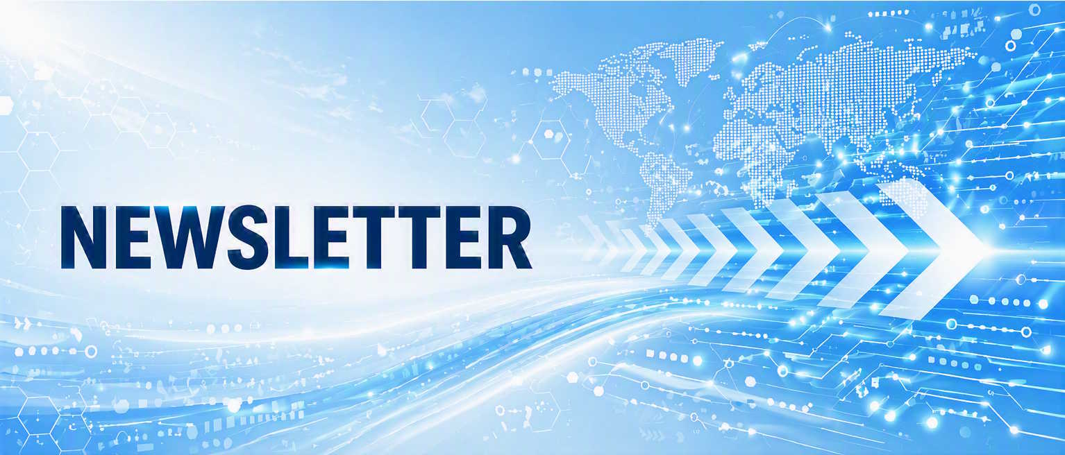 The Progression Forward newsletter graphic with blue technology network design